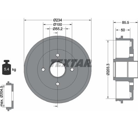 Tambur frana spate DRENAULT LAGUNA I 1.6-2.2D 11.93-03.01 - Textar-94019600