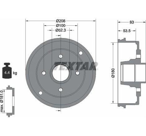 Tambur frana Spate DACIA LOGAN. RENAULT CLIO II. CLIO II-HATCHBACK. LOGAN I. SANDERO-STEPWAY I. SUPER 5-HATCHBACK. THALIA I. THA