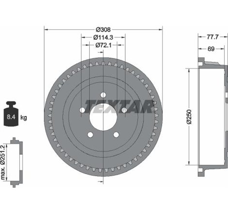 Tambur frana Spate CHRYSLER CARAVAN. GRAND VOYAGER III. VOYAGER III. VOYAGER IV. DODGE CARAVAN. GRAND. PLYMOUTH VOYAGER 2.0-3.8 