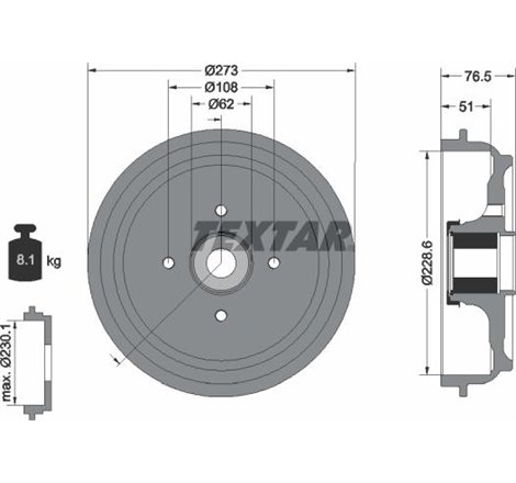 Tambur frana Spate DS DS 3. CITROEN C3-C3 ORIGIN III. C3 II. C3 III. C-ELYSEE. DS3. PEUGEOT 207. 207-HATCHBACK. 207-KOMBI. 208 I