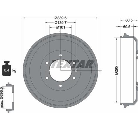 Tambur frana Spate ISUZU D-MAX I 2.5D-3.0D 05.02-06.12 - Textar-94043300