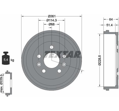 Tambur frana Spate DACIA DUSTER. DUSTER-SUV. NISSAN JUKE. RENAULT ARKANA I. DUSTER. KAPTUR 1.0-2.0 04.10- - Textar-94045500