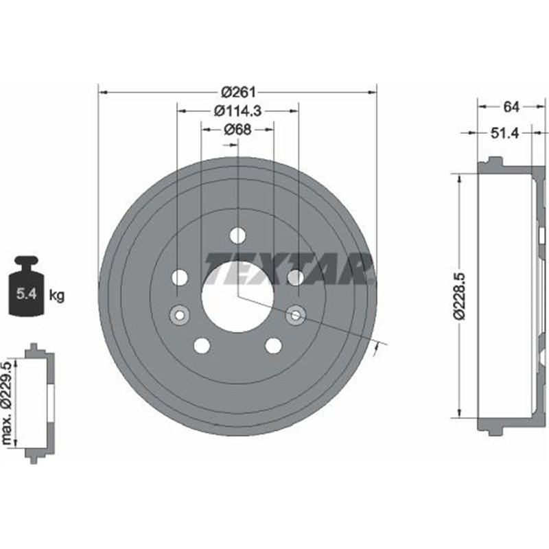 Tambur frana Spate DACIA DUSTER. DUSTER-SUV. NISSAN JUKE. RENAULT ARKANA I. DUSTER. KAPTUR 1.0-2.0 04.10- - Textar-94045500