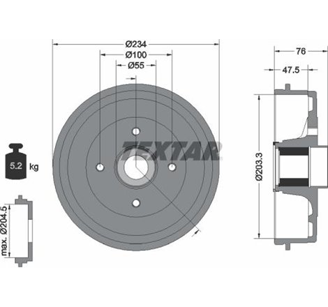 Tambur frana Spate DACIA LOGAN II. LOGAN MCV II. SANDERO. SANDERO II. LADA XRAY. RENAULT LOGAN-STEPWAY II. SANDERO-STEPWAY II. T