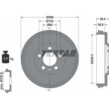 Tambur frana Spate SEAT TOLEDO IV. SKODA RAPID. ROOMSTER. ROOMSTER PRAKTIK 1.0-1.6D 09.06-03.22 - Textar-94046000