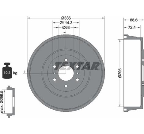 Tambur frana Spate NISSAN NAVARA. NAVARA NP300. RENAULT ALASKAN 2.3D-2.5D-3.0D 07.05- - Textar-94046500