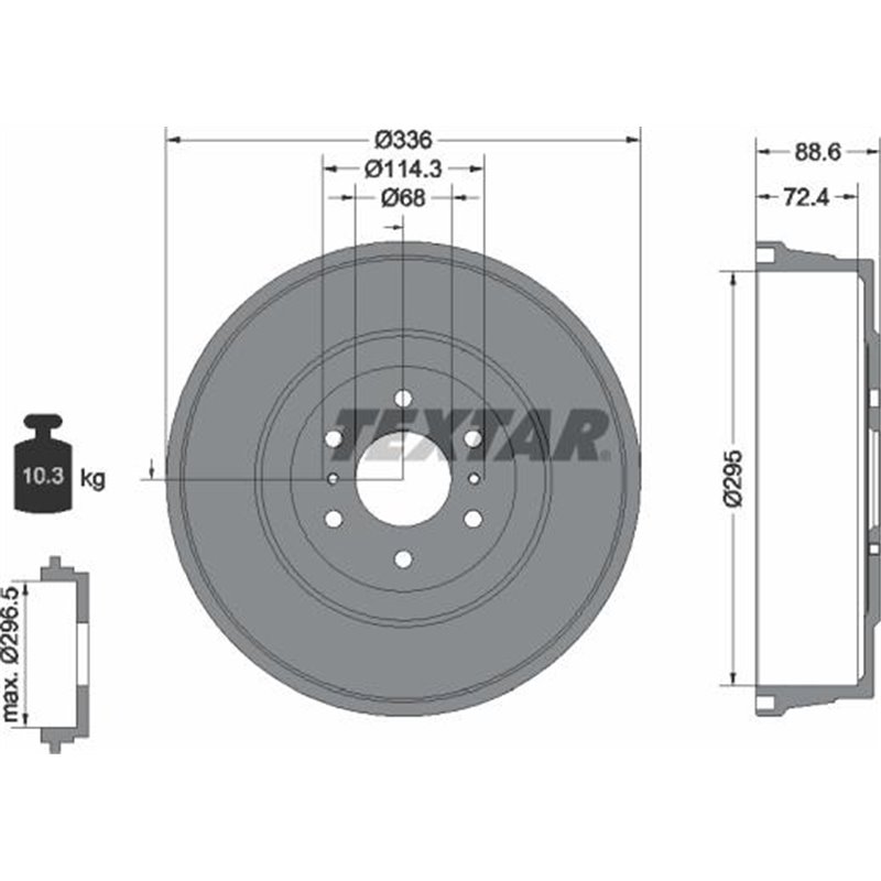 Tambur frana Spate NISSAN NAVARA. NAVARA NP300. RENAULT ALASKAN 2.3D-2.5D-3.0D 07.05- - Textar-94046500