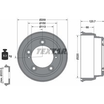Tambur frana Spate HYUNDAI H-1 TRAVEL. H100. PORTER 2.5D 11.06- - Textar-94046600