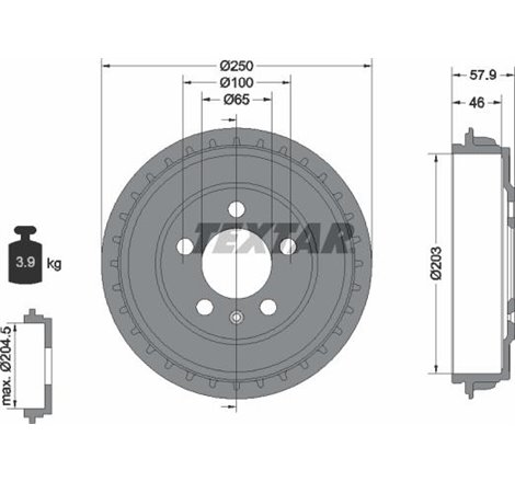 Tambur frana Spate SEAT ARONA. IBIZA V. SKODA FABIA IV. VW POLO VI 1.0-1.6D 01.17- - Textar-94048200