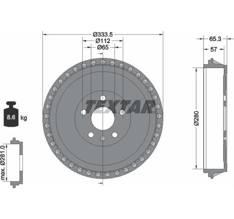 Tambur frana Spate AUDI Q4. CUPRA BORN. SKODA ENYAQ IV. VW ID. BUZZ. ID.3. ID.4. ID.5. ID.7 Electric 11.19- - Textar-94049000