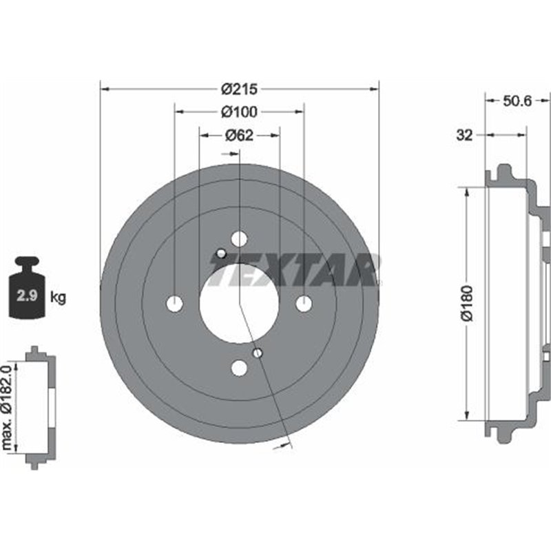 Tambur frana Spate SUZUKI CELERIO 1.0 03.14- - Textar-94049200