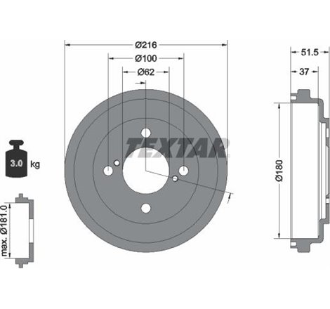 Tambur frana Spate SUZUKI IGNIS III. SWIFT V 1.0-1.4 10.16- - Textar-94049600