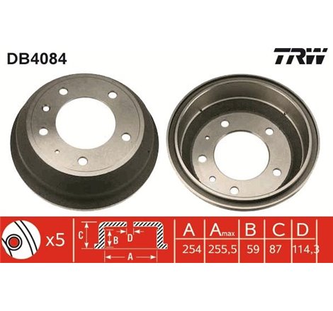 Tambur frana spate STAND ROVER 110-127. 90 I. DEFENDER 2.5-4.0 09.83-02.16 - TRW-DB4084
