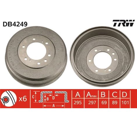 Tambur frana Spate INFINITI QX4. NISSAN NAVARA. PATHFINDER II. PICK UP. SUZUKI JIMNY 1.3-3.5 09.95- - TRW-DB4249