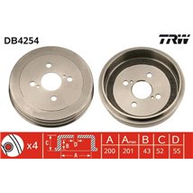 Tambur frana Spate TOYOTA BB I. IST. PORTE I. RAUM. WILL CYPHA I. YARIS. YARIS VERSO 1.0-1.5 04.99-07.12 - TRW-DB4254