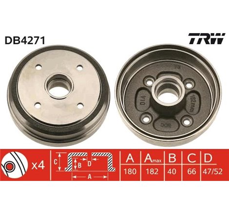 Tambur frana Spate SUZUKI ALTO IV. ALTO V 1.0 09.94-06.02 - TRW-DB4271