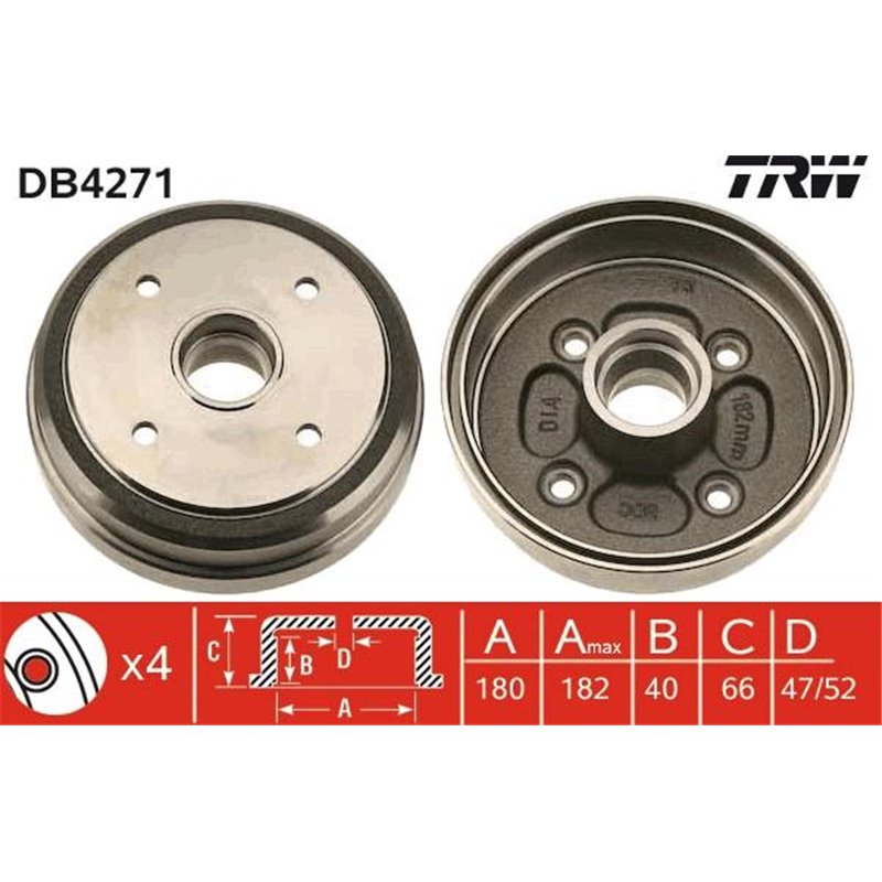 Tambur frana Spate SUZUKI ALTO IV. ALTO V 1.0 09.94-06.02 - TRW-DB4271