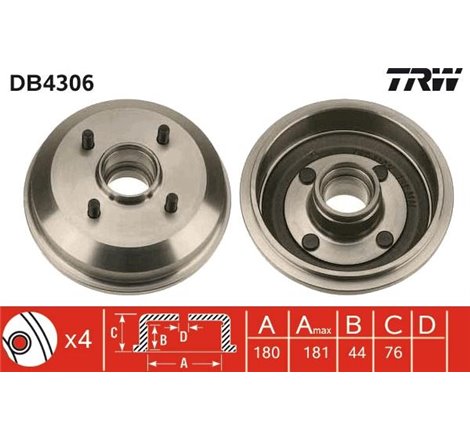 Tambur frana Spate FORD ESCORT CLASSIC. ESCORT V. ESCORT VI. FIESTA III. FIESTA IV. FIESTA-HATCHBACK. FIESTA-MINIVAN. KA. ORION 