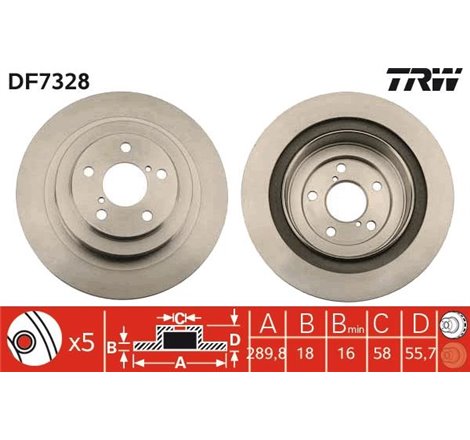 Disc frana Spate DR-ST SUBARU FORESTER. IMPREZA. LEGACY IV. LEGACY V. OUTBACK 2.0-3.0 12.00-12.14 - TRW-DF7328