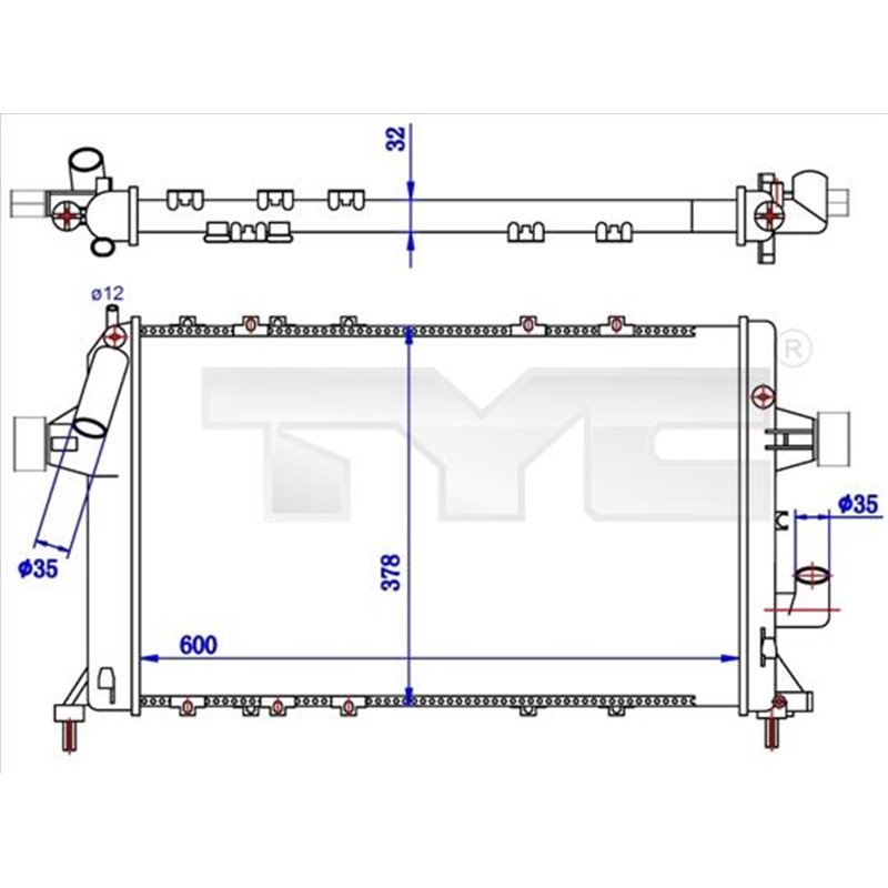 Radiator, racire motor - TYC-725-0039-R