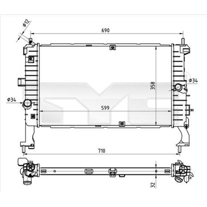 Radiator, racire motor - TYC-725-0049