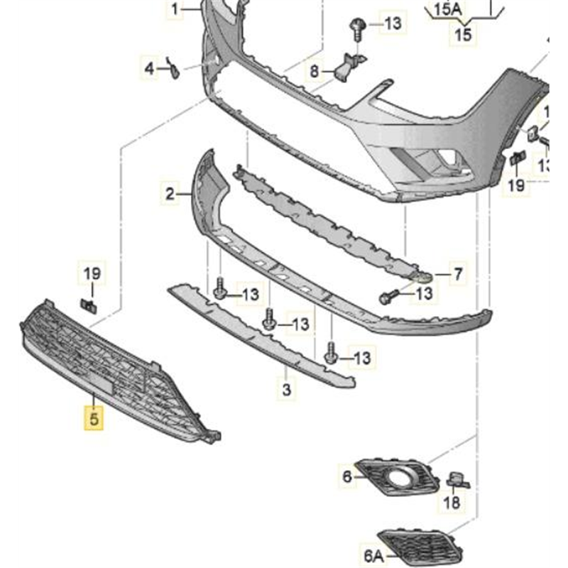 Grila ventilatie, bara protectie - VAG-6F9853667D9B9