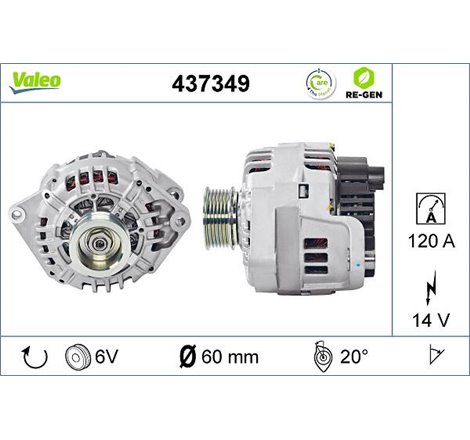 Alternator 14V. 120A CITROEN JUMPER I. FIAT DUCATO. PEUGEOT BOXER 2.8D 09.00- - Valeo-437349