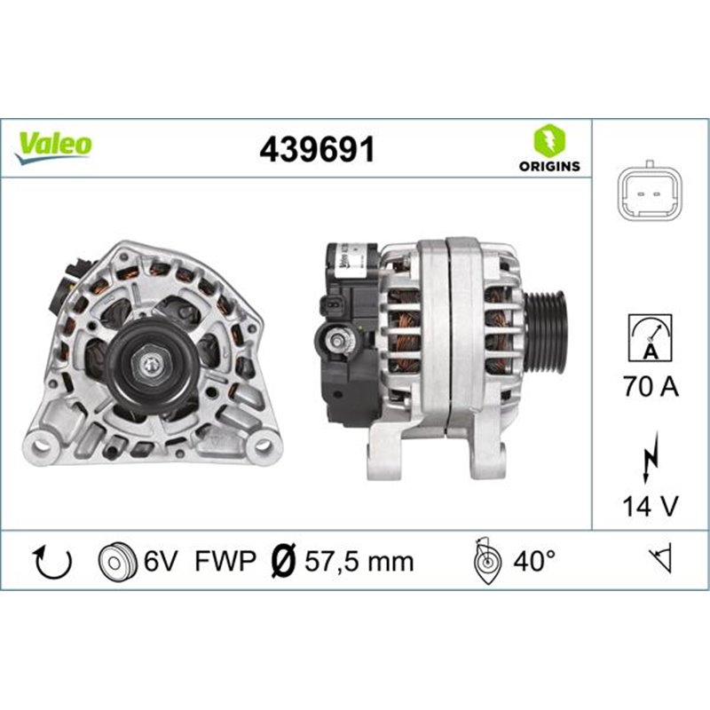 Alternator 14V. 70A CITROEN BERLINGO. BERLINGO MULTISPACE. BERLINGO-MINIVAN. C15-MINIVAN. C2. C4. C4 I. C-ELYSEE. JUMPY I. NEMO.