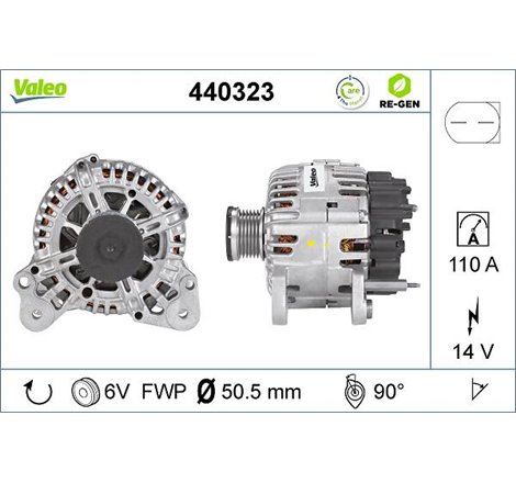 Alternator 14V. 110A AUDI A1. A3. SEAT ALTEA. ALTEA XL. IBIZA IV. IBIZA IV SC. IBIZA IV ST. LEON. TOLEDO IV. SKODA FABIA II. OCT
