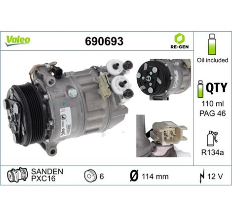 Compresor. climatizare - Valeo-690693 - Valeo-690693