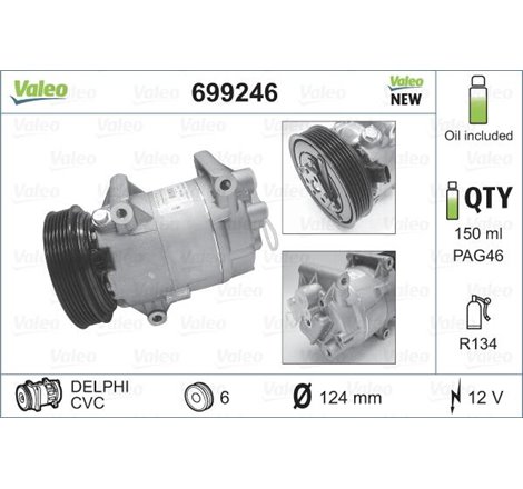 Valeo Compresor de aer conditionat - Noul Renault Megane II. Scenic II - Valeo-699246