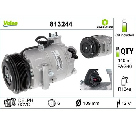 Compresor AC CHEVROLET CRUZE. OPEL ASTRA J. ASTRA J GTC. CASCADA. MERIVA B. ZAFIRA C 1.3D-1.6-1.7D 09.09- - Valeo-813244