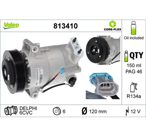 Compresor AC CHEVROLET CRUZE. ORLANDO. OPEL ASTRA J. ASTRA J GTC. INSIGNIA A 1.6-2.0D 07.08- - Valeo-813410