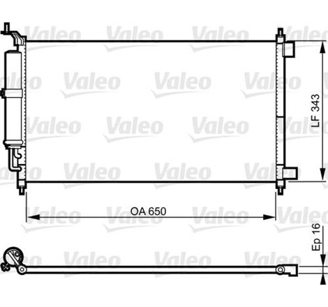 Condensator AC NISSAN JUKE. MICRA CC III. MICRA III. NOTE. TIIDA 1.2-1.8 01.03-12.19 - Valeo-814221