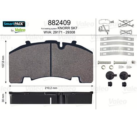 Set placute frana.frana disc - Valeo-882209 - Valeo-882209