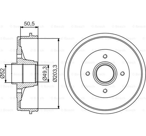 Tambur frana Spate NISSAN MICRA CC III. MICRA III. NOTE 1.0-1.6 01.03-08.13 - BOSCH-0986477197