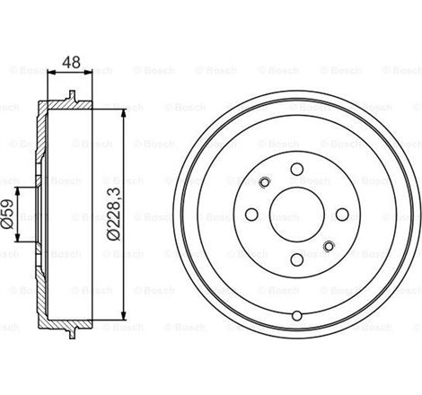 Tambur frana Spate CITROEN NEMO. NEMO-MINIVAN. PEUGEOT BIPPER. BIPPER TEPEE 1.3D-1.4D 02.08- - BOSCH-0986477212