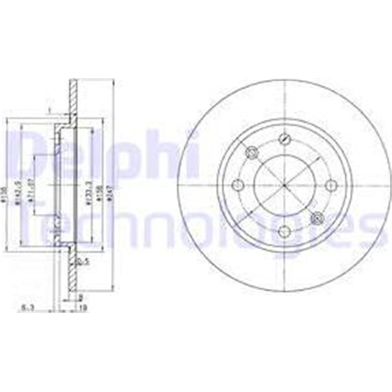 Disc frana Spate DR-ST CITROEN SAXO. XSARA. XSARA-HATCHBACK. ZX. PEUGEOT 106 II. 206. 207. 306 1.1-2.0D 03.91- - Brembo-08.5334.