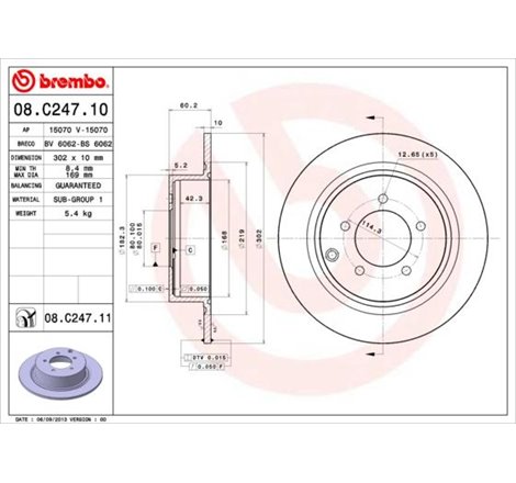 Disc frana Spate DR-ST CHRYSLER 200. SEBRING. CITROEN C4 AIRCROSS. C-CROSSER. DODGE AVENGER. CALIBER. JEEP COMPASS. PATRIOT. LAN