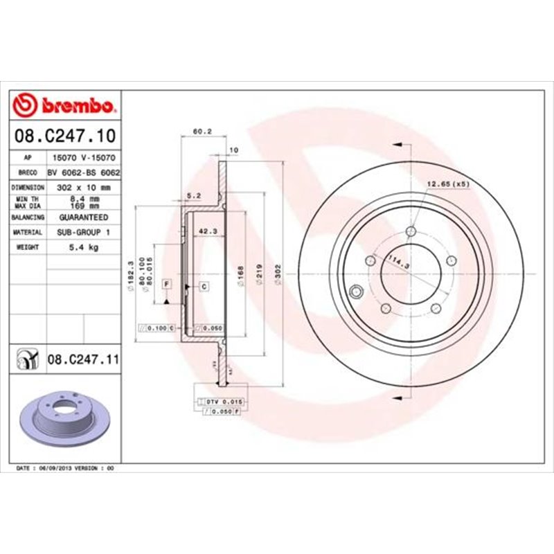 Disc frana Spate DR-ST CHRYSLER 200. SEBRING. CITROEN C4 AIRCROSS. C-CROSSER. DODGE AVENGER. CALIBER. JEEP COMPASS. PATRIOT. LAN
