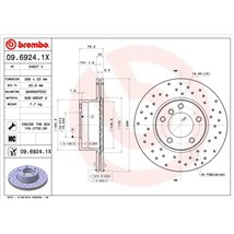 Brake disc. BREMBO Xtra. 1pcs. Drilled. fata . 296 mm. grosime 22 mm. BMW 5 E39 2.0-3.5 09.95-05.04 - Brembo-09.6924.1X