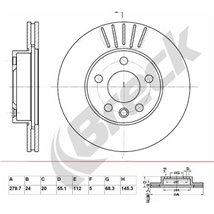 Disc frana Fata DR-ST VW CALIFORNIA T4 CAMPER. TRANSPORTER T4 1.9D-2.8 07.90-06.03 - Brembo-09.7131.11