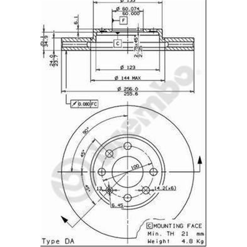 Disc frana Fata DR-ST CHEVROLET ASTRA. CORSA. OPEL ASTRA G. ASTRA G CLASSIC. ASTRA G-KOMBI. ZAFIRA A 1.2-2.0D 08.94-12.11 - Brem