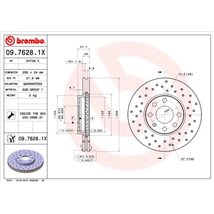 Brake disc. BREMBO Xtra. 1pcs. Drilled. fata . 256 mm. grosime 24 mm. CHEVROLET ASTRA. CORSA. OPEL ASTRA G. ASTRA G CLASSIC. AST
