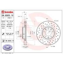 Brake disc. BREMBO Xtra. 1pcs. Drilled. fata . 283 mm. grosime 26 mm. CITROEN JUMPER I. XM. PEUGEOT 407. 508 I. 508-KOMBI. 605. 