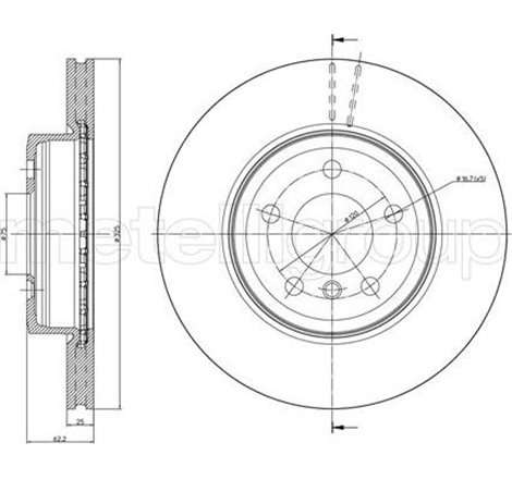 Brake disc. BREMBO Xtra. 1pcs. Drilled. fata . 325 mm. grosime 25 mm. BMW X3 E83 2.0-3.0D 09.03-12.11 - Brembo-09.9581.1X