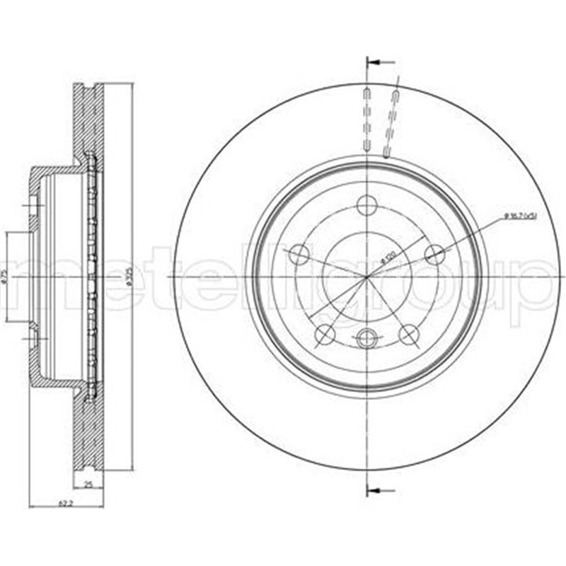 Brake disc. BREMBO Xtra. 1pcs. Drilled. fata . 325 mm. grosime 25 mm. BMW X3 E83 2.0-3.0D 09.03-12.11 - Brembo-09.9581.1X