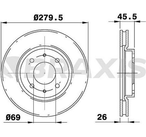 Disc frana Fata DR-ST MITSUBISHI GALANT VIII. LANCER CARGO-KOMBI. LANCER VII 1.3-2.5 09.96-12.13 - Brembo-09.A148.41