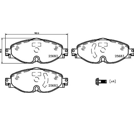 Set placute frana Fata cu suruburi de ghidare a etrierului de frana. fara optionale. AUDI A1. A1 ALLSTREET. A1 CITY CARVER. A3. 