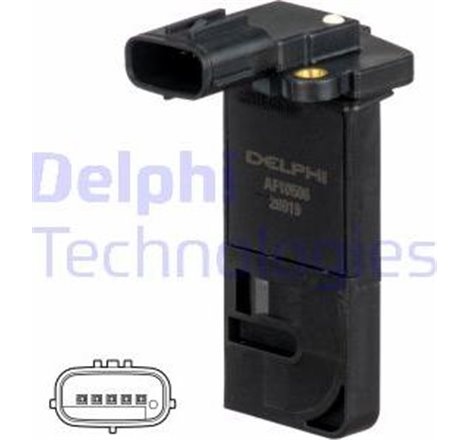 Debitmetru de aer SUBARU FORESTER. IMPREZA. LEGACY II. LEGACY III. LEGACY IV. LEGACY V 1.5-2.0LPG 09.94- - Delphi-AF10506-12B1